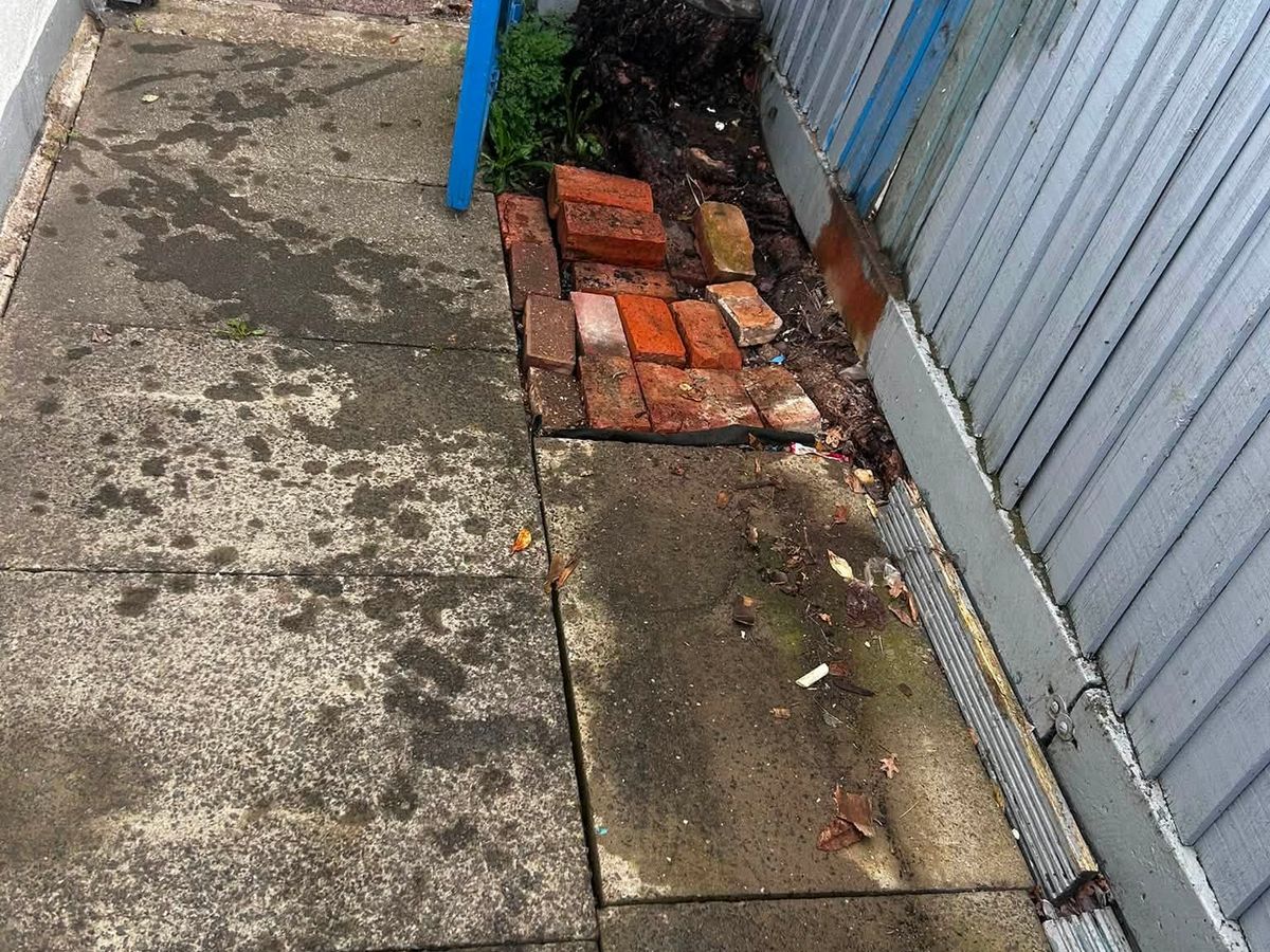 Clear side passage and paving after household rubbish and bags were removed